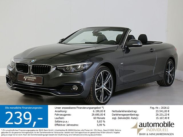 BMW 430 i xDr. Cabrio Sport Line LED Navi H&K HuD DAB