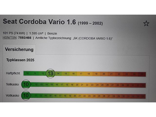 Seat Cordoba KOMBI VARIO 1.6 74kW KLIMA + AHK